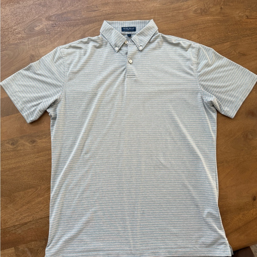 Peter Millar Men's Gray Striped Polo Shirt